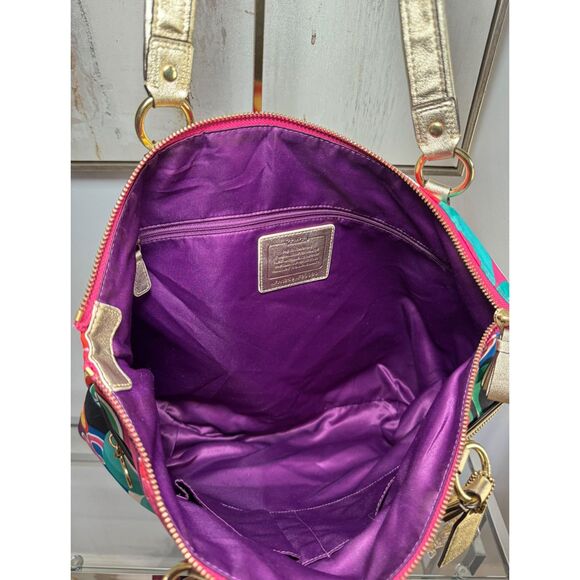 Rare Vintage Coach Poppy Multicolor Tote Bag - Picture 4 of 7